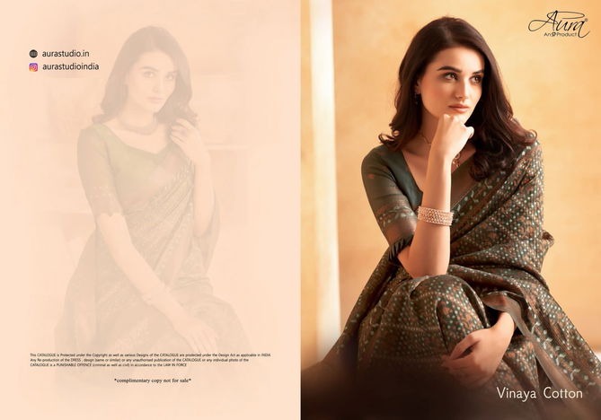 Vinaya Cotton By Aura Soft Cotton Printed Sarees Catalog